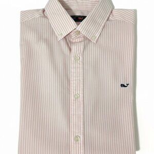Vineyard Vines Men’s Pink & White Striped Shirt Size M Cotton Button Down